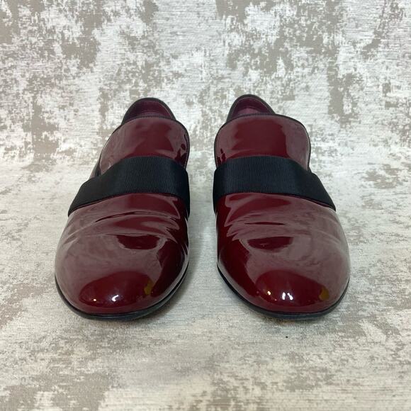 Celine Patent Leather Loafers with Grosgrain Ribbon in Burgundy - Picture 5 of 9